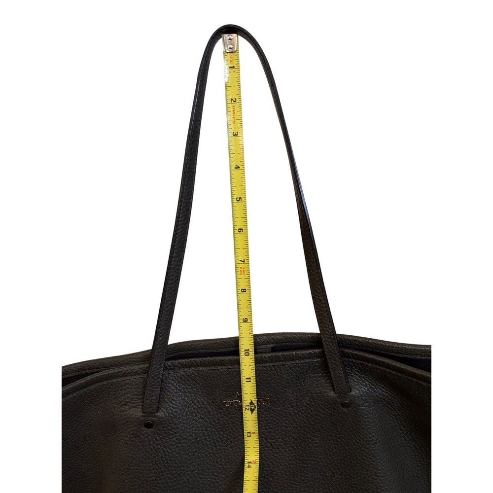 Coach Avenue Soft Tote Pebbled Leather Dark Olive Green/Gray Large Shoulder Bag - Picture 13 of 16